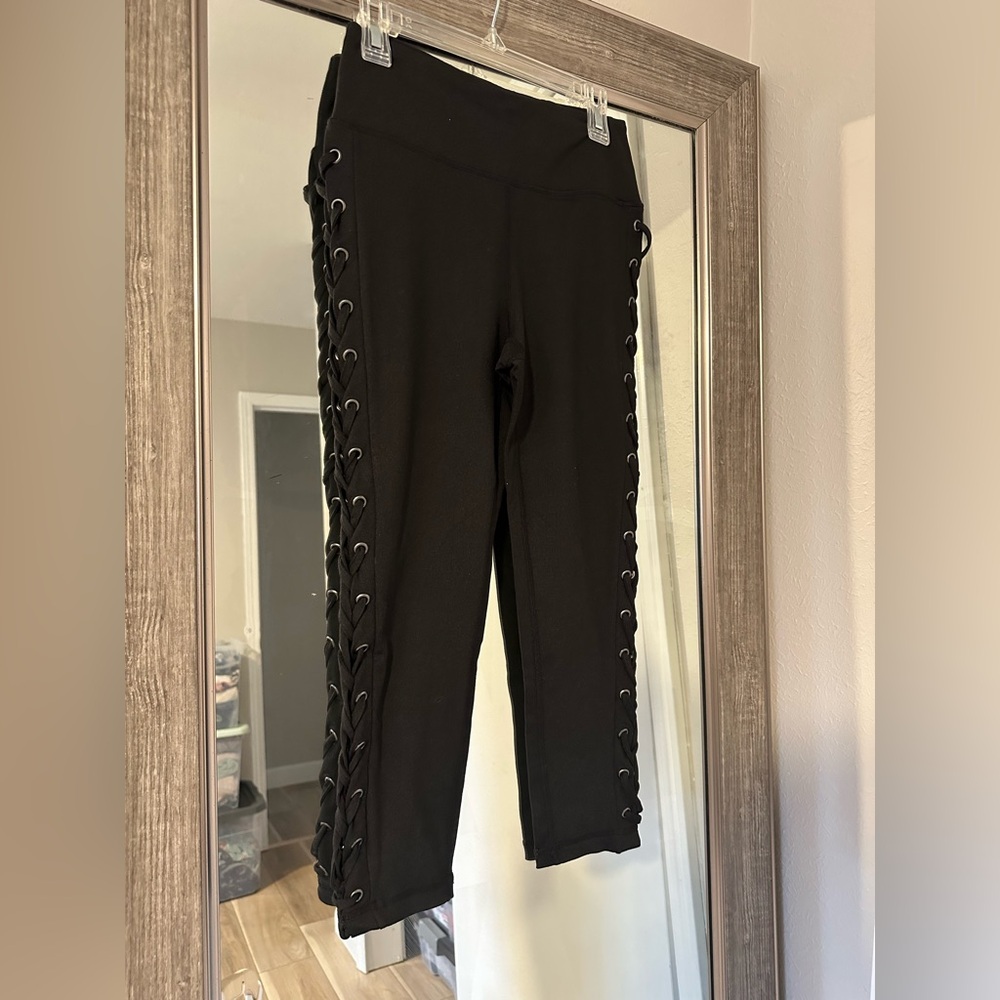 Mono B Black Lace-Up Leggings